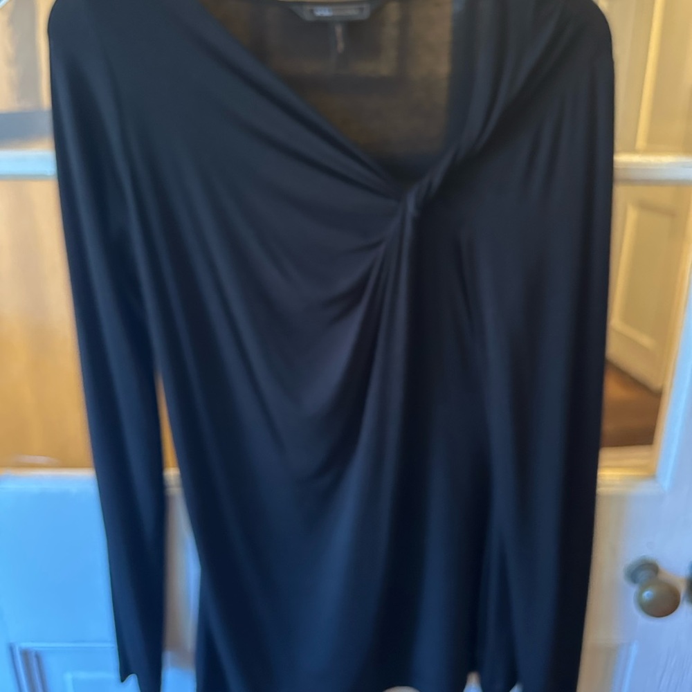 BCBGMaxAzria Black Draped Blouse/sweater